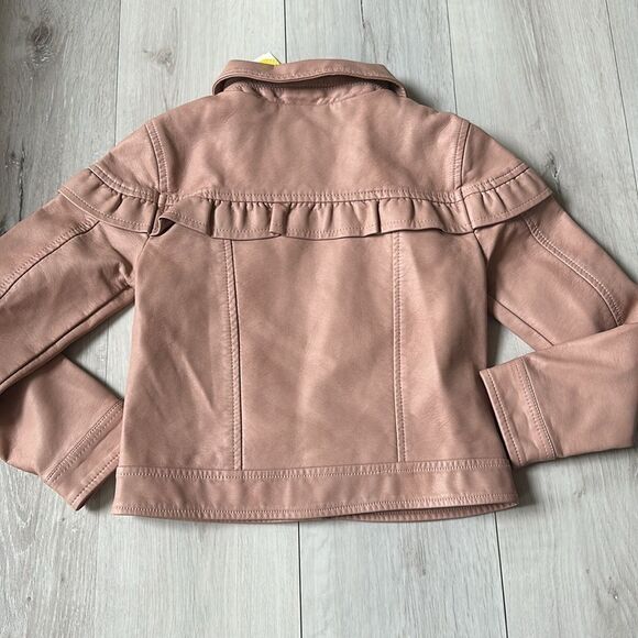 Urban Republic girls full leather ruffle jacket pink size 7/8 Stitch Fix NWT - Picture 7 of 7